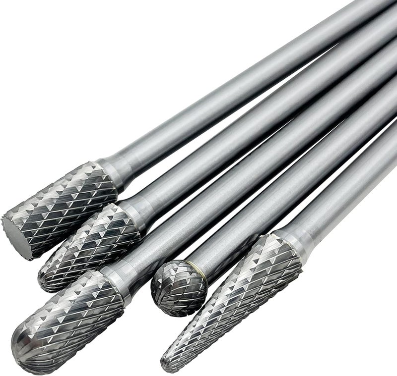 LU&MN Carbide Burrs Set 5pcs Extra Long Shank Carbide Rotery Burr File Double Cut 1/4 Inch Shank 4 Inch Long Burr Bits For Die Grinder Bits by - Image 5